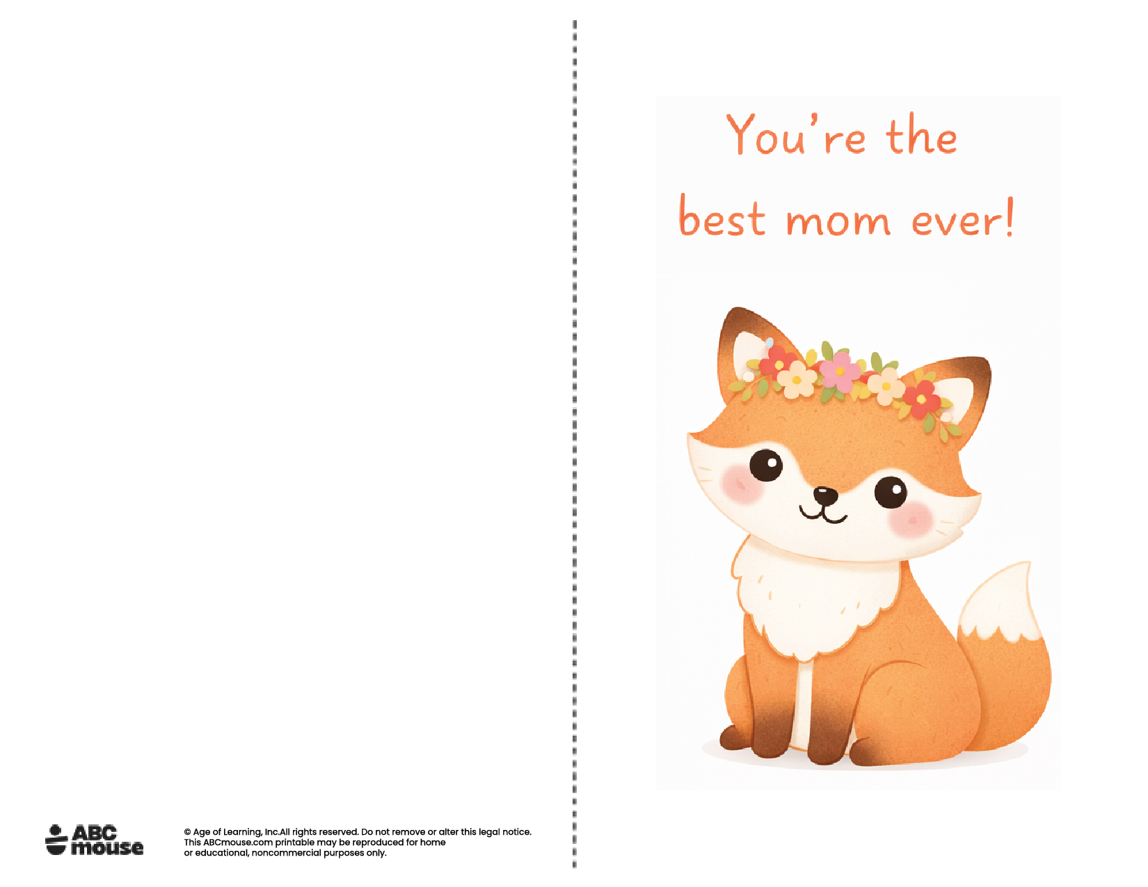 You're the best mom ever free printable mother's day card in color from ABCmouse.com.