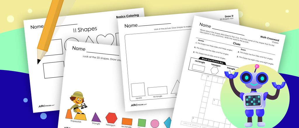 Free printable 2D worksheets for kids from ABCmouse.com. 