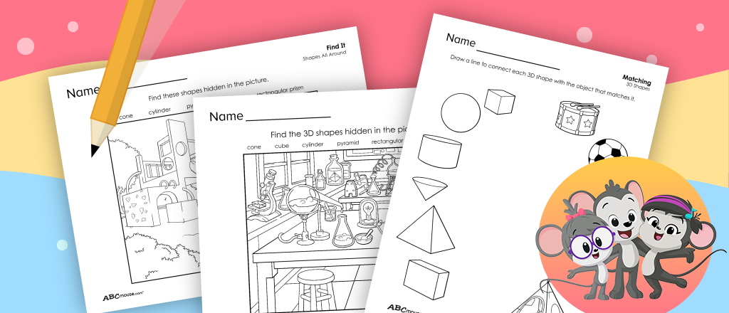 Free printable 3D worksheets for kids from ABCmouse.com. 
