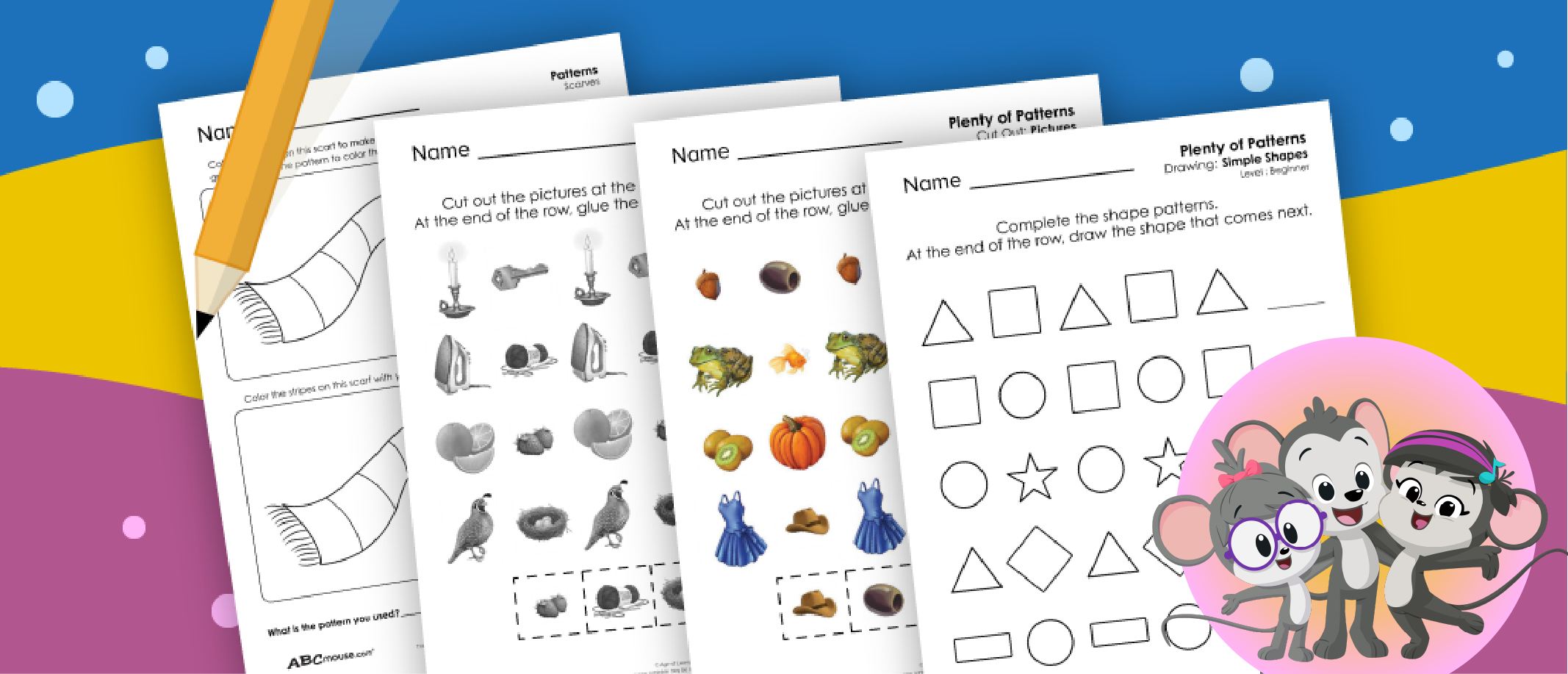 Easy Pattern Worksheets for Preschool and Kindergarten (FREE Printables)