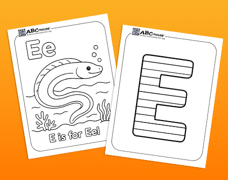 Free printable letter e coloring pages for kids from ABCmouse.com.