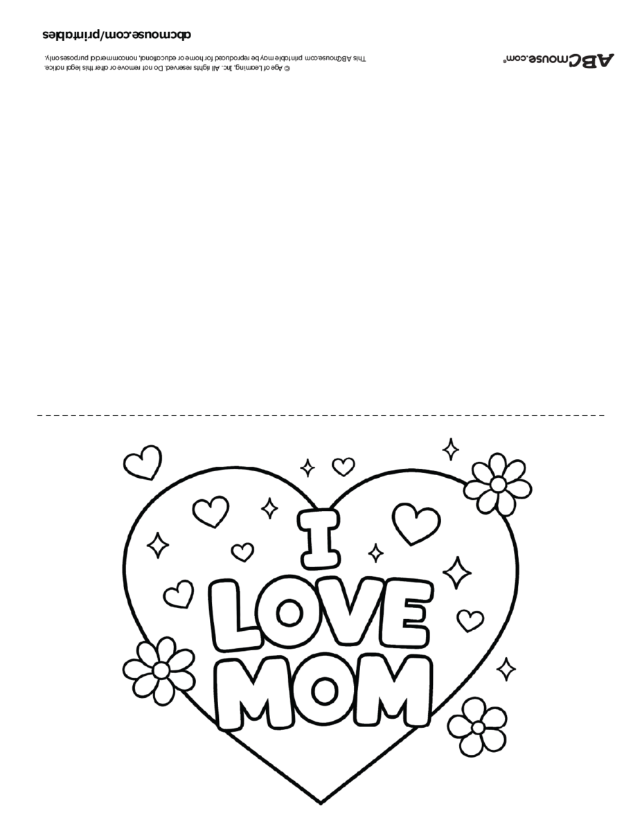 I love you mom Free printable Mother's Day Card to color from ABCmouse.com.