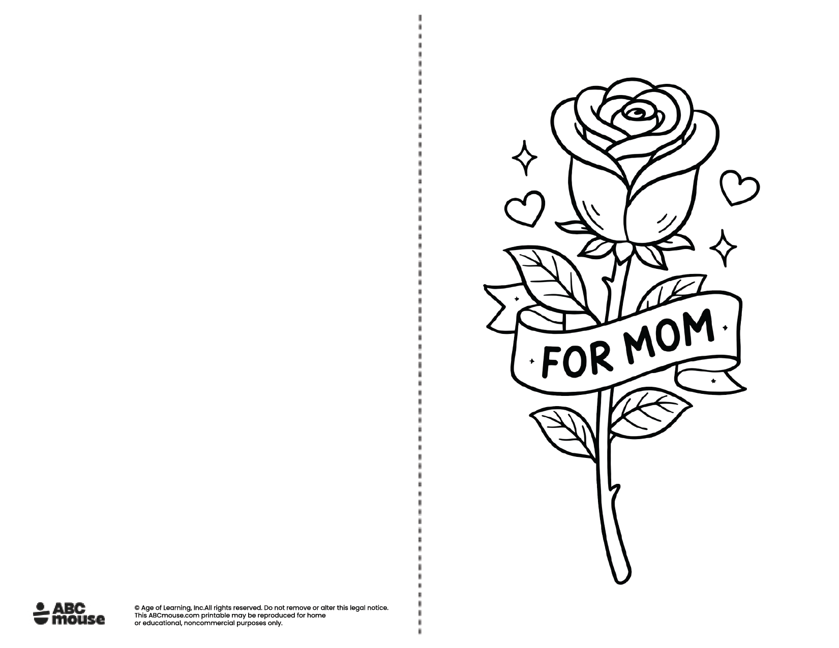 For mom Free printable Mother's Day Card to color from ABCmouse.com.