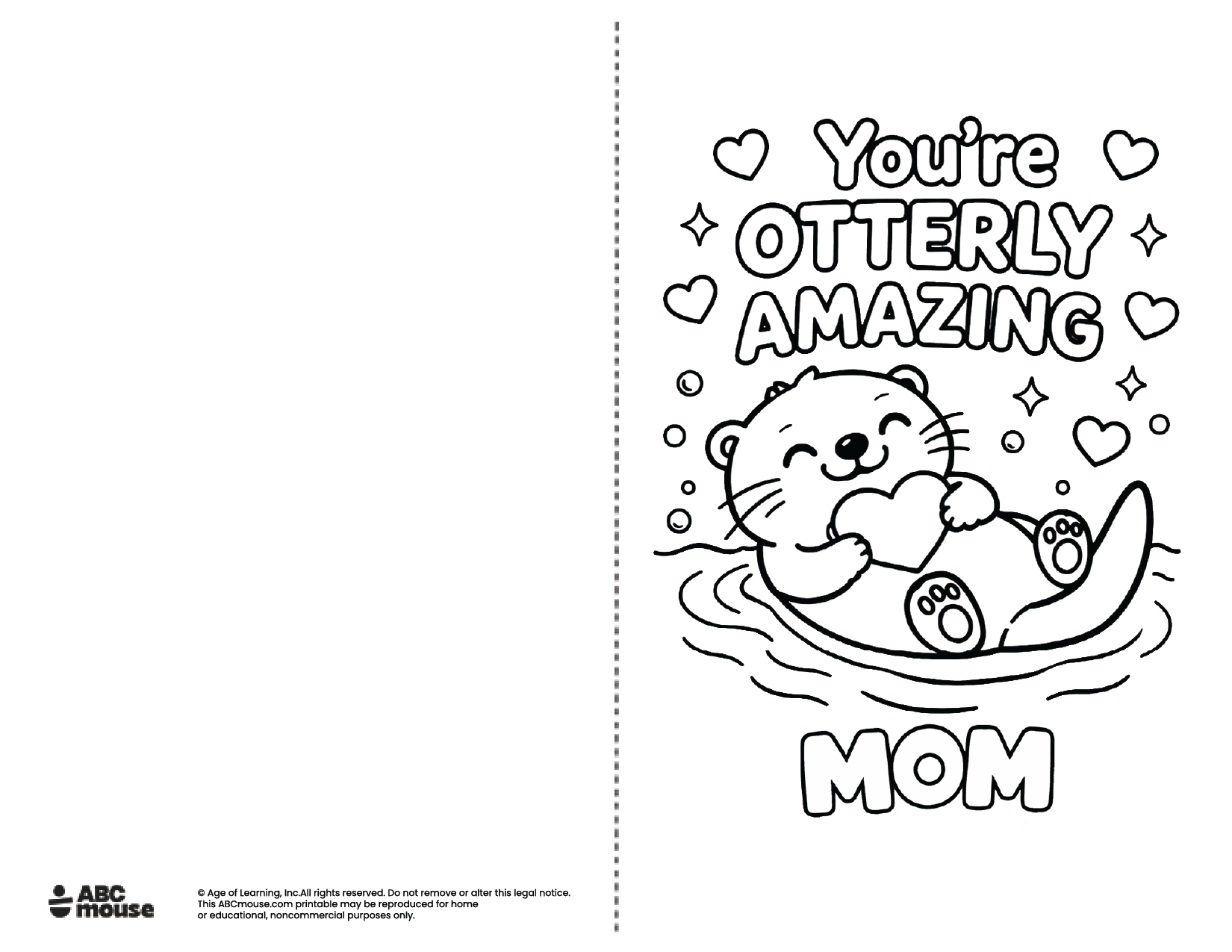 You're utterly amazing mom Free printable Mother's Day Card to color from ABCmouse.com.