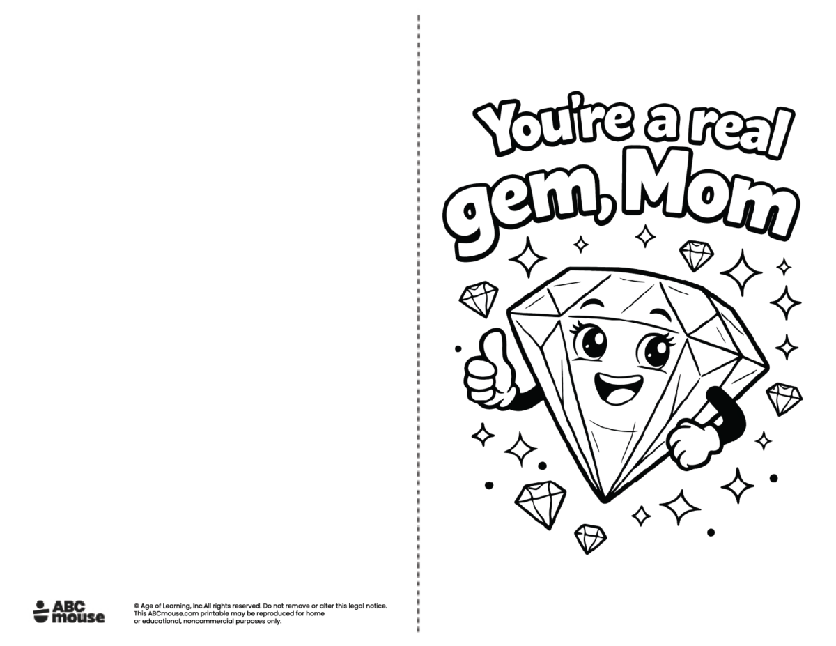You're a gem mom Free printable Mother's Day Card to color from ABCmouse.com.