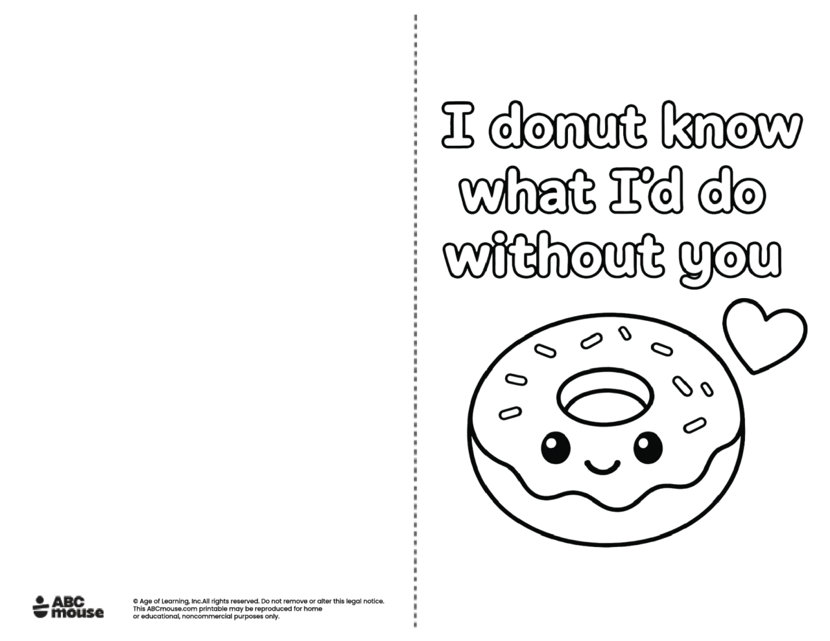 I donut know what I'd do without you Free printable Mother's Day Card to color from ABCmouse.com.