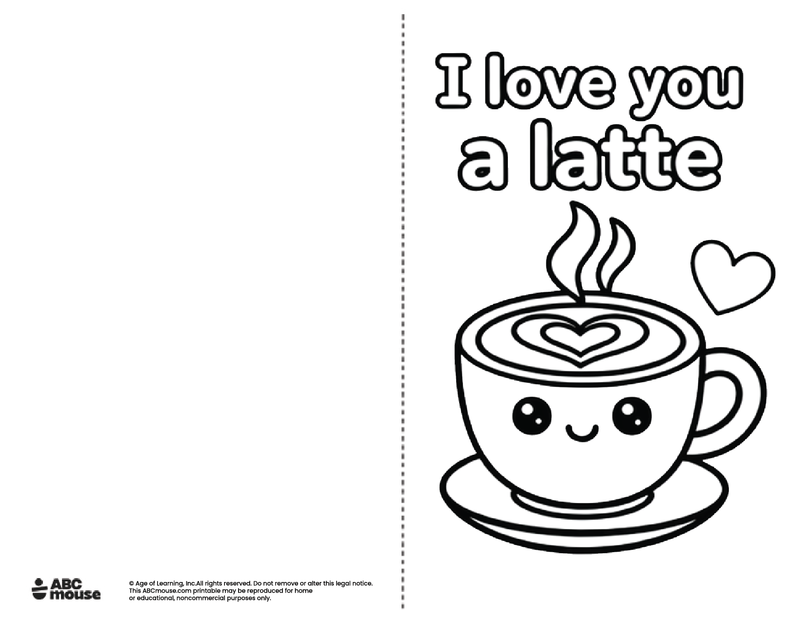 I love you a latter Free printable Mother's Day Card to color from ABCmouse.com.