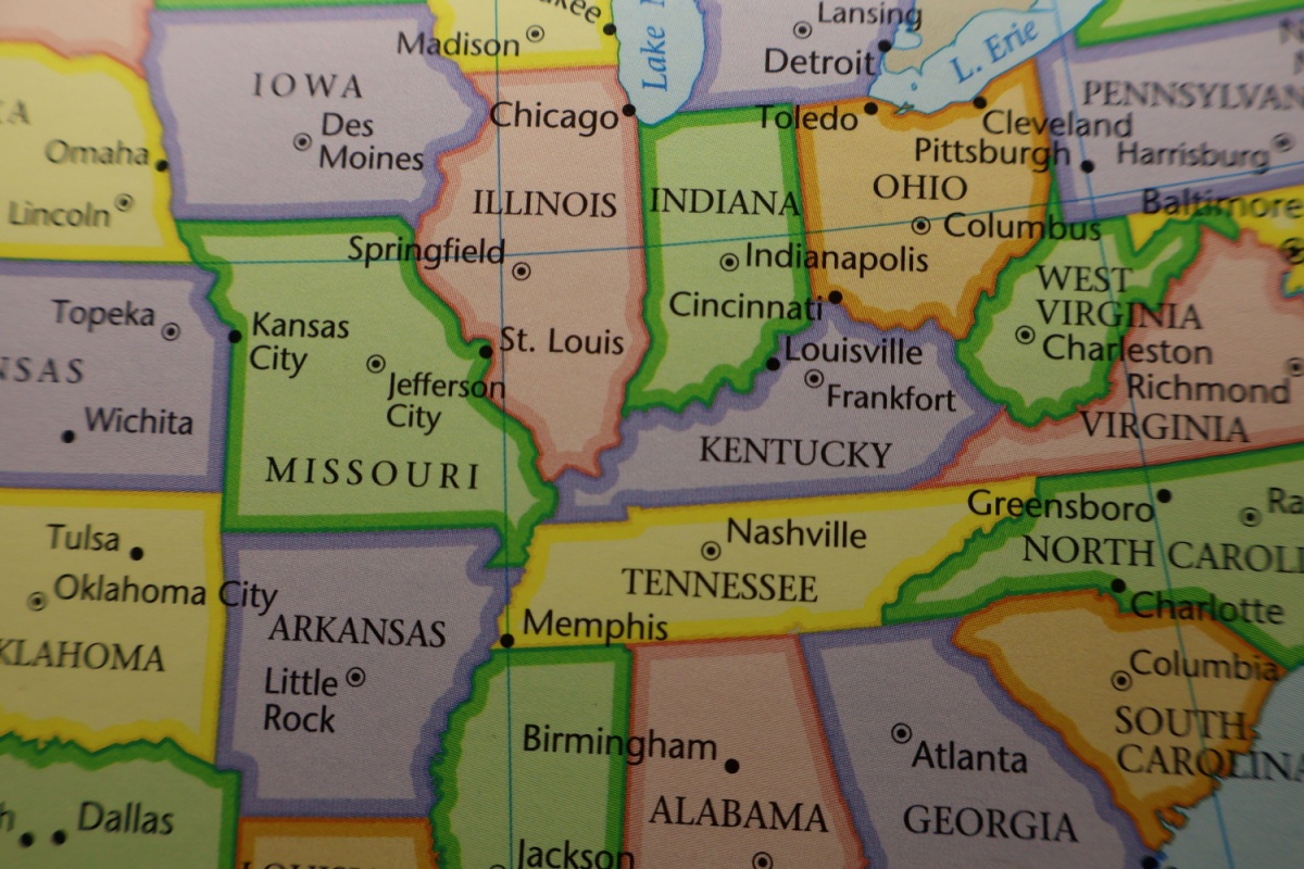 illinois and midwest on U.S. map