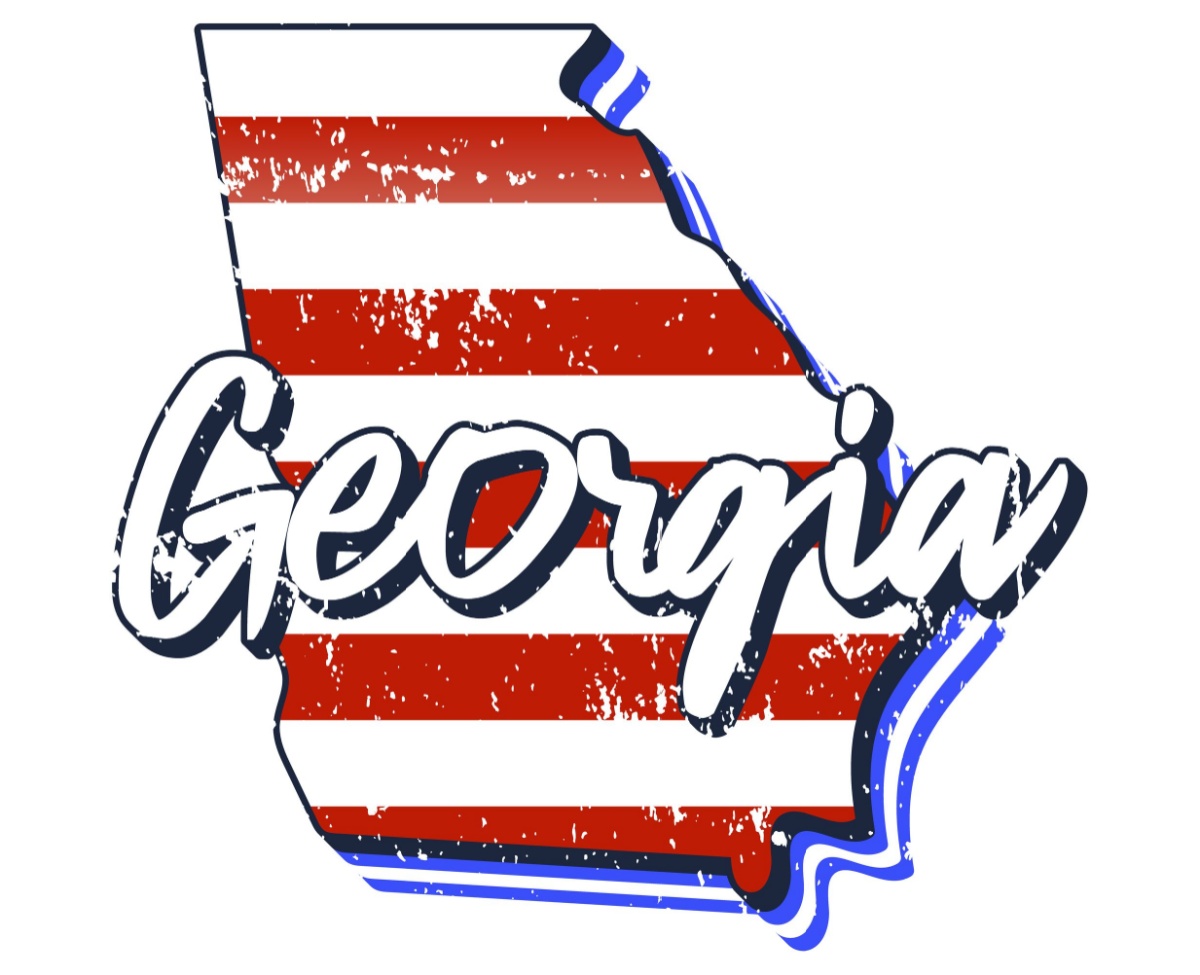 state of georgia with red stripes and blue outline