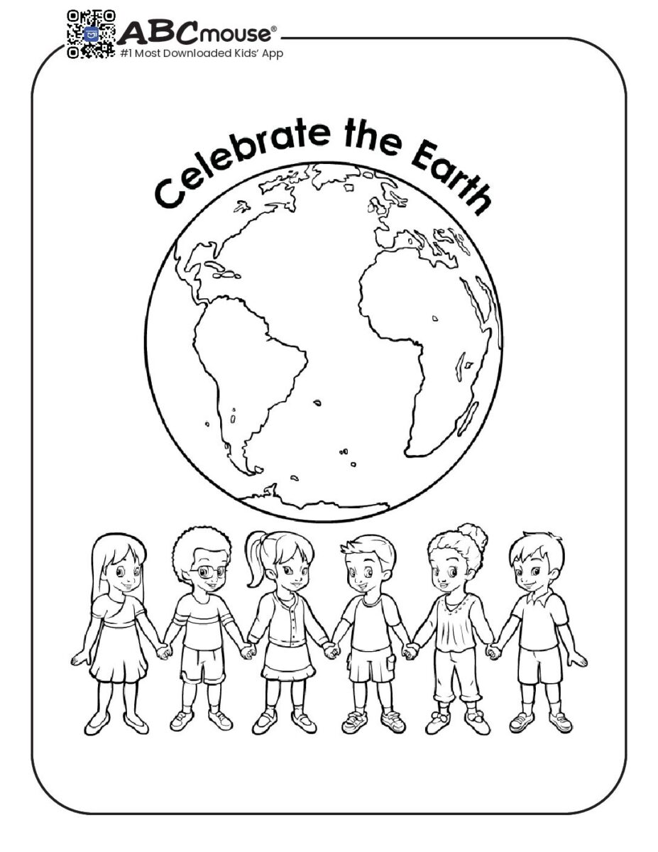 Children Holding Hands Celebrate Earth Coloring Page | ABCmouse