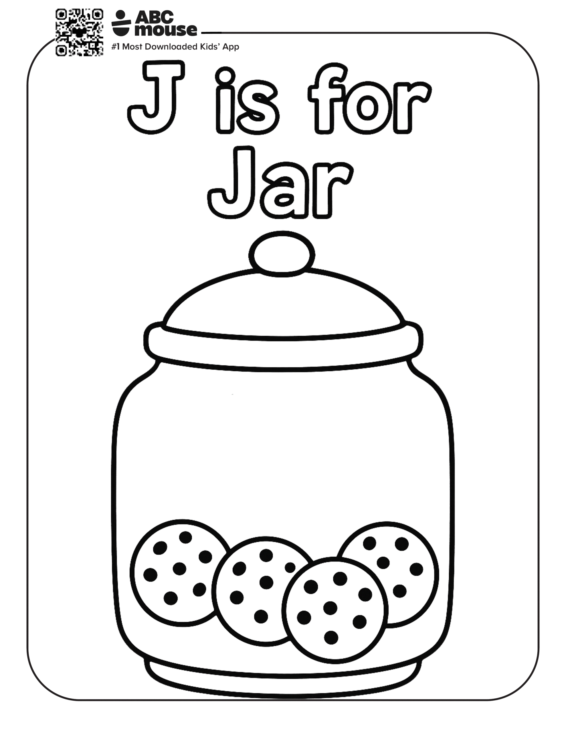 Free printable letter J is for jar coloring pages for kids from ABCmouse.com.