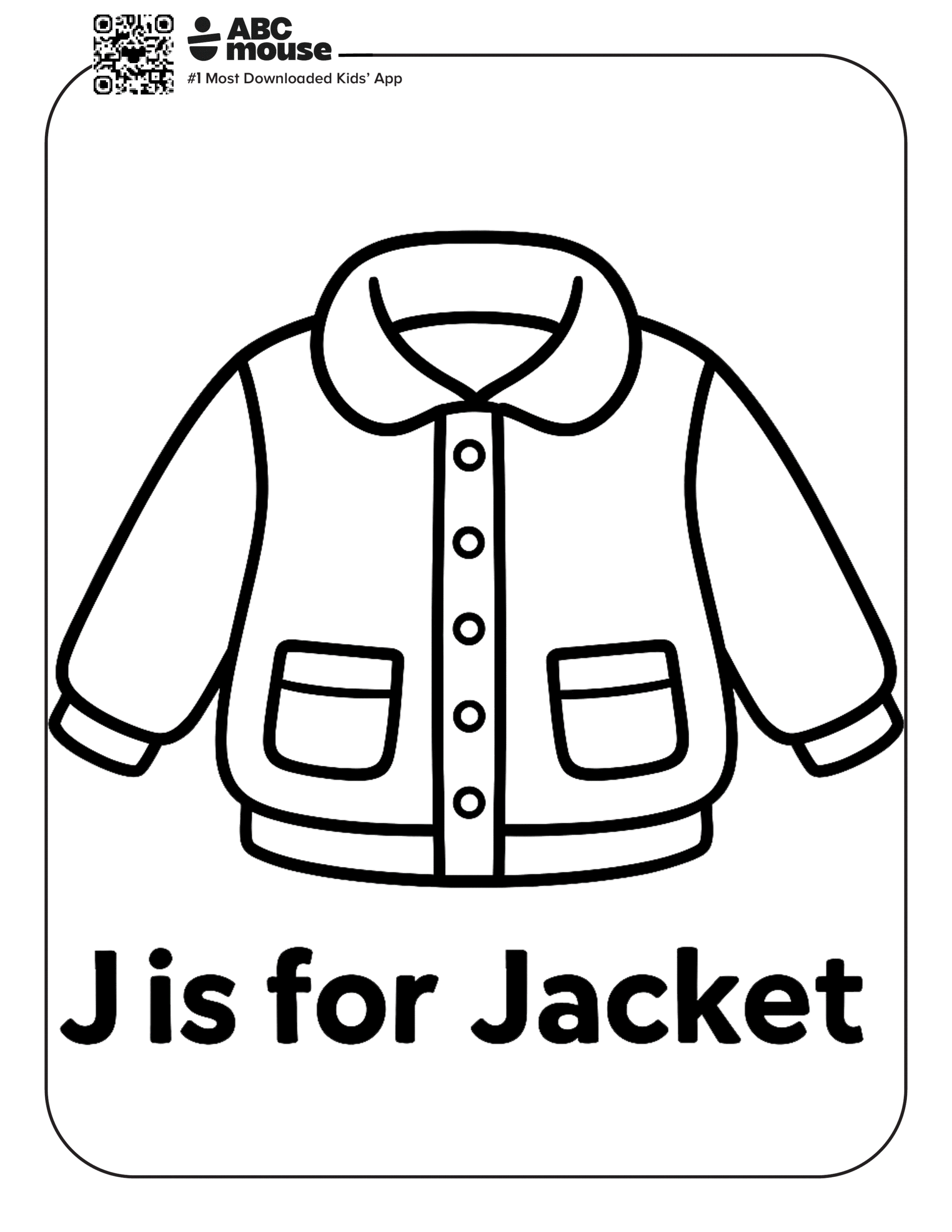 Free printable letter J is for jacket coloring pages for kids from ABCmouse.com.