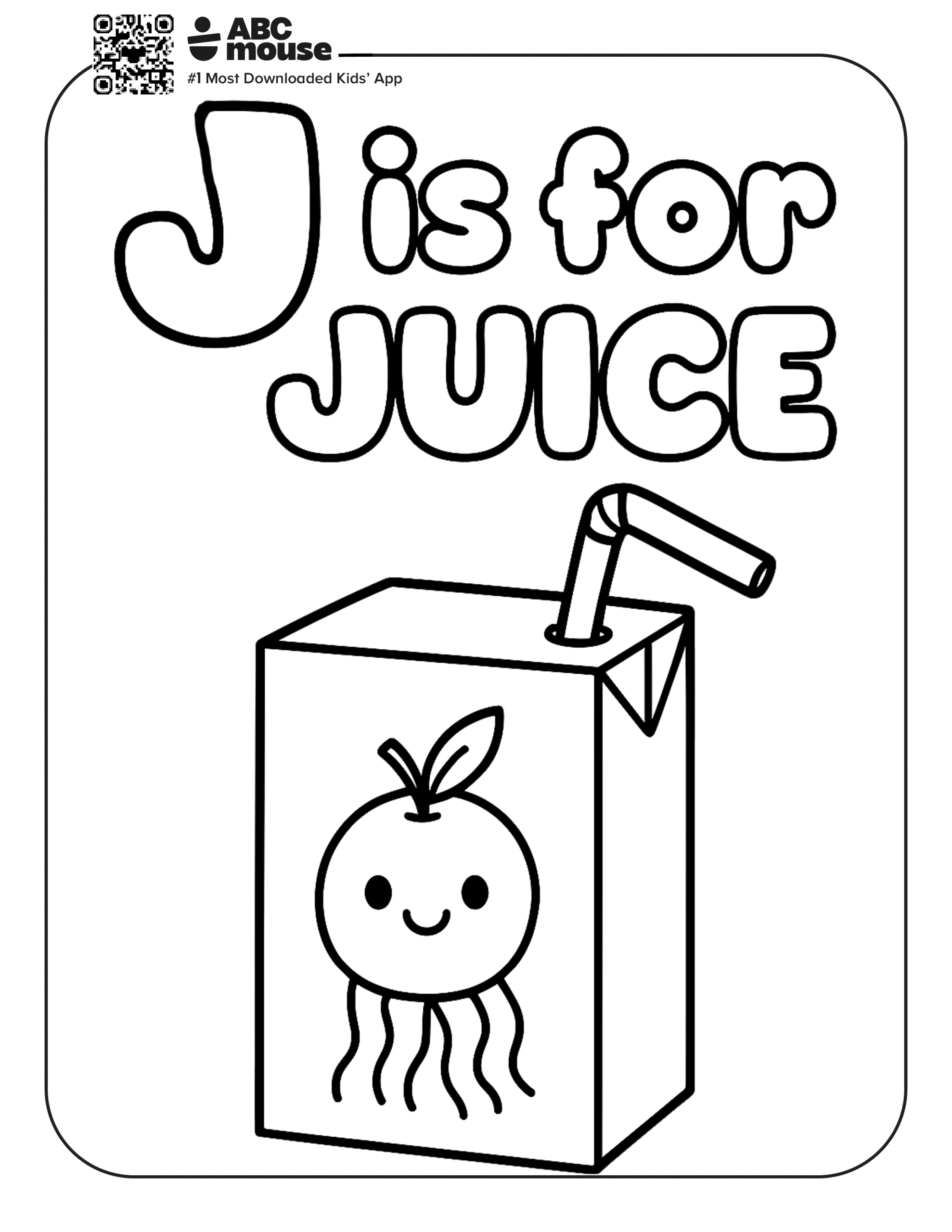 Free printable letter J is for juice coloring pages for kids from ABCmouse.com.