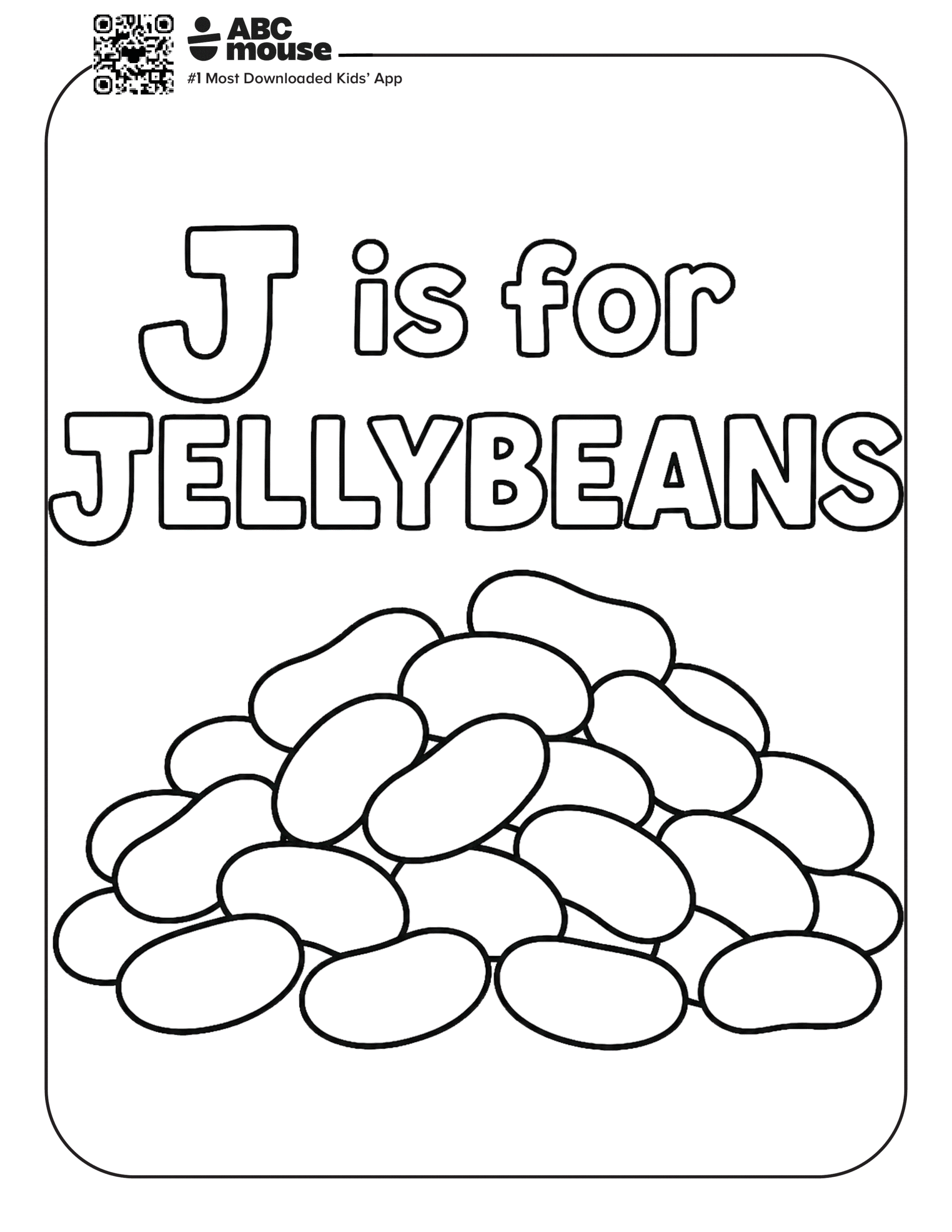 Free printable letter J is for jellybeans coloring pages for kids from ABCmouse.com.