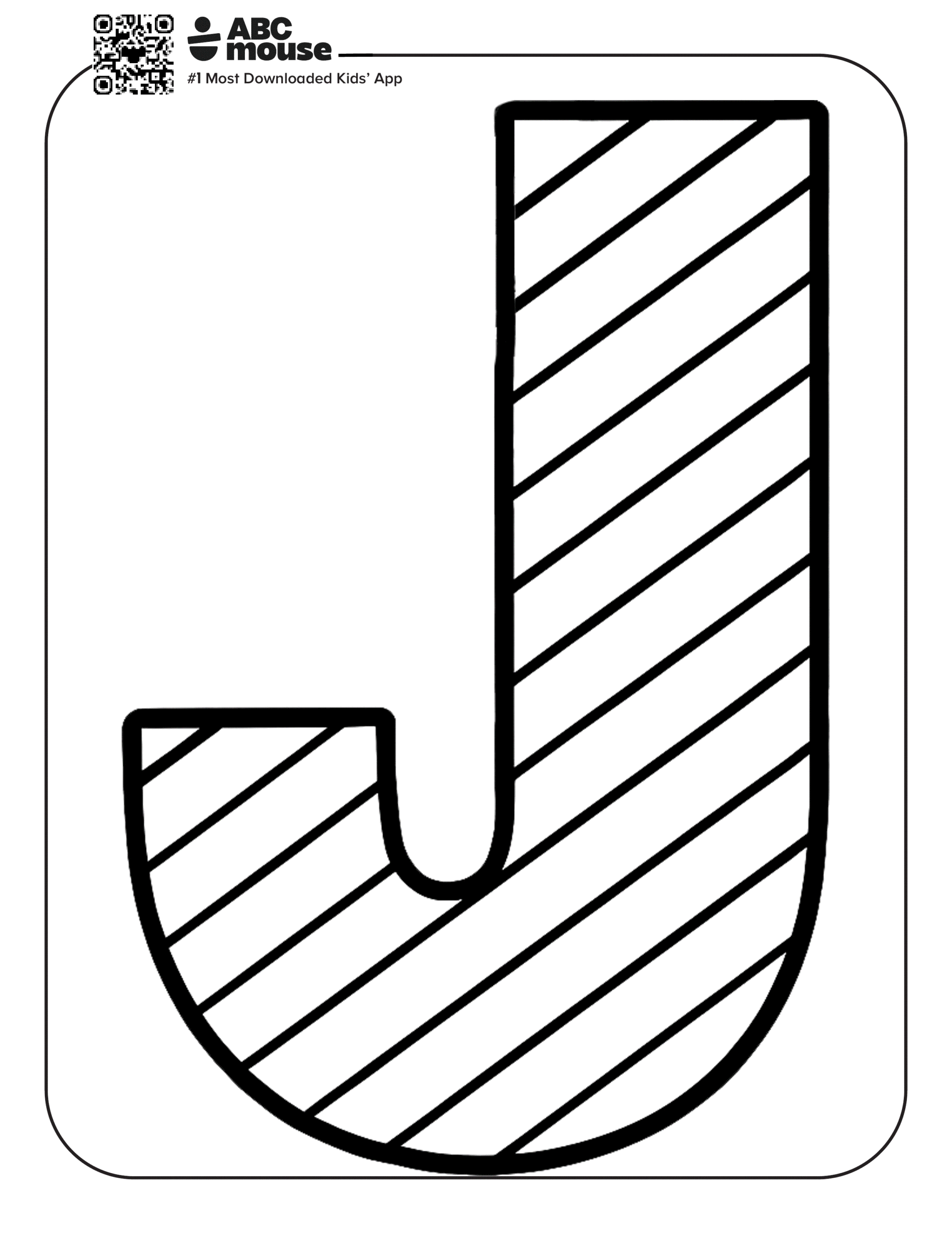 Free printable large letter J with stripes coloring pages for kids from ABCmouse.com.