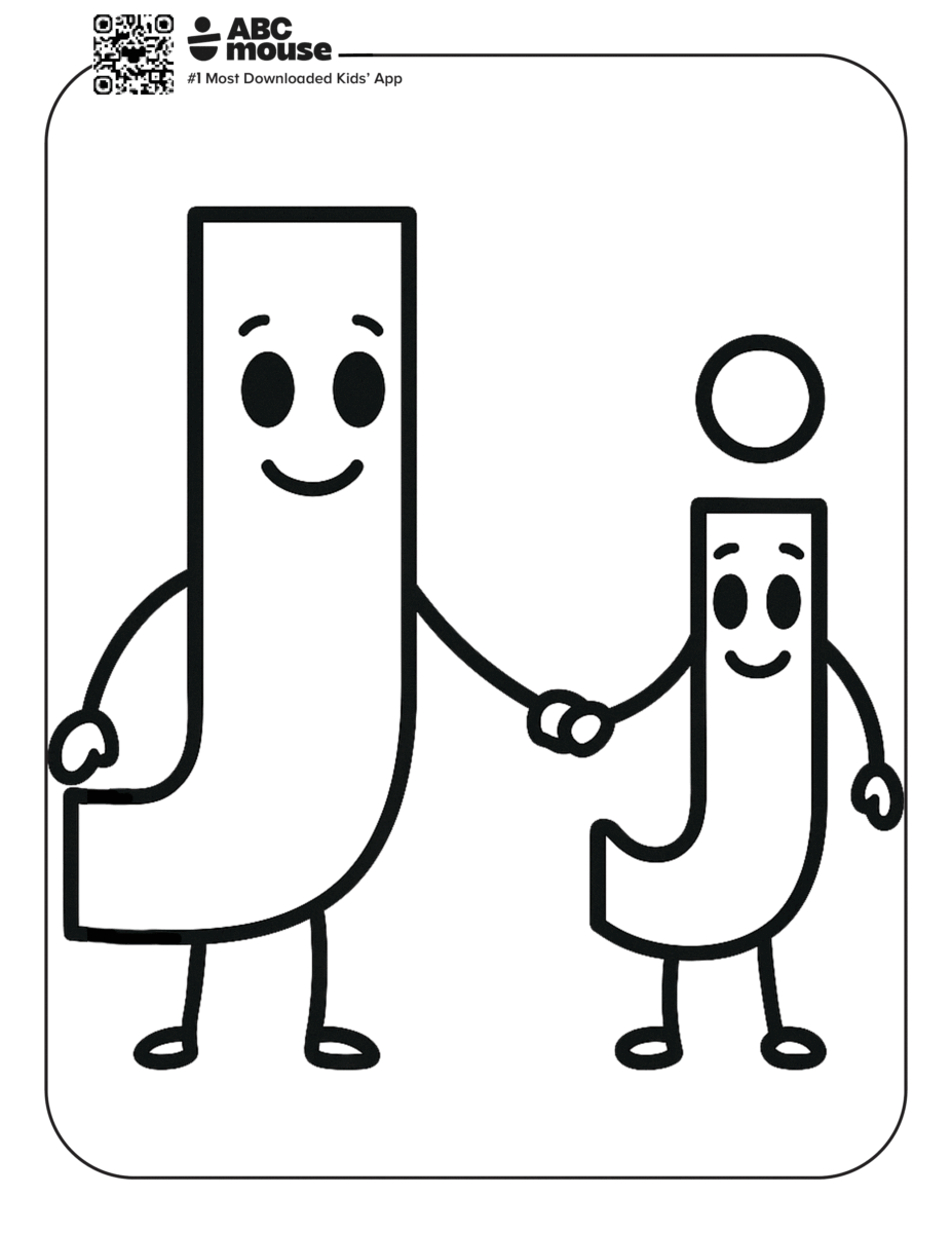 Free printable letter J's holding hands coloring pages for kids from ABCmouse.com.