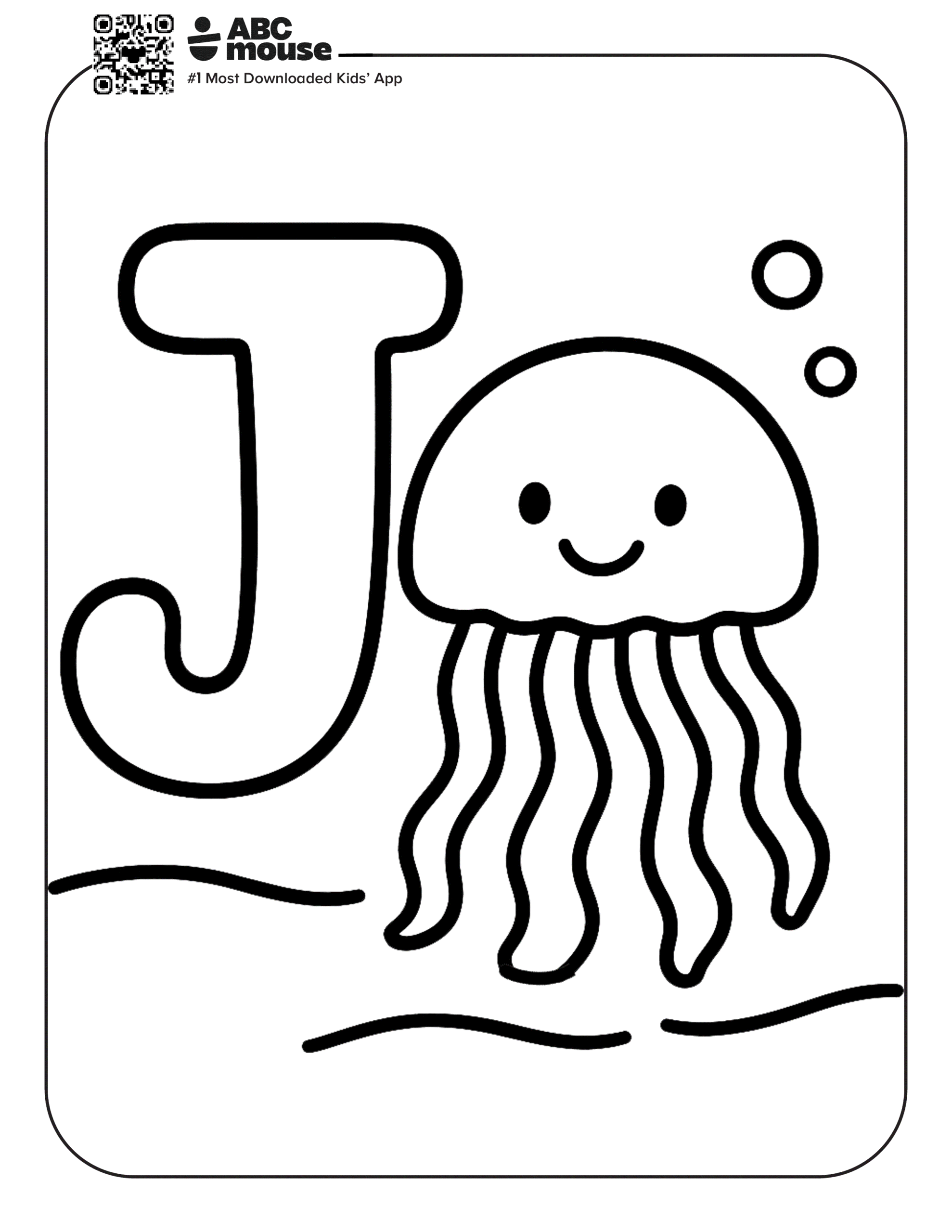 Free printable letter J is for jellyfish coloring pages for kids from ABCmouse.com.