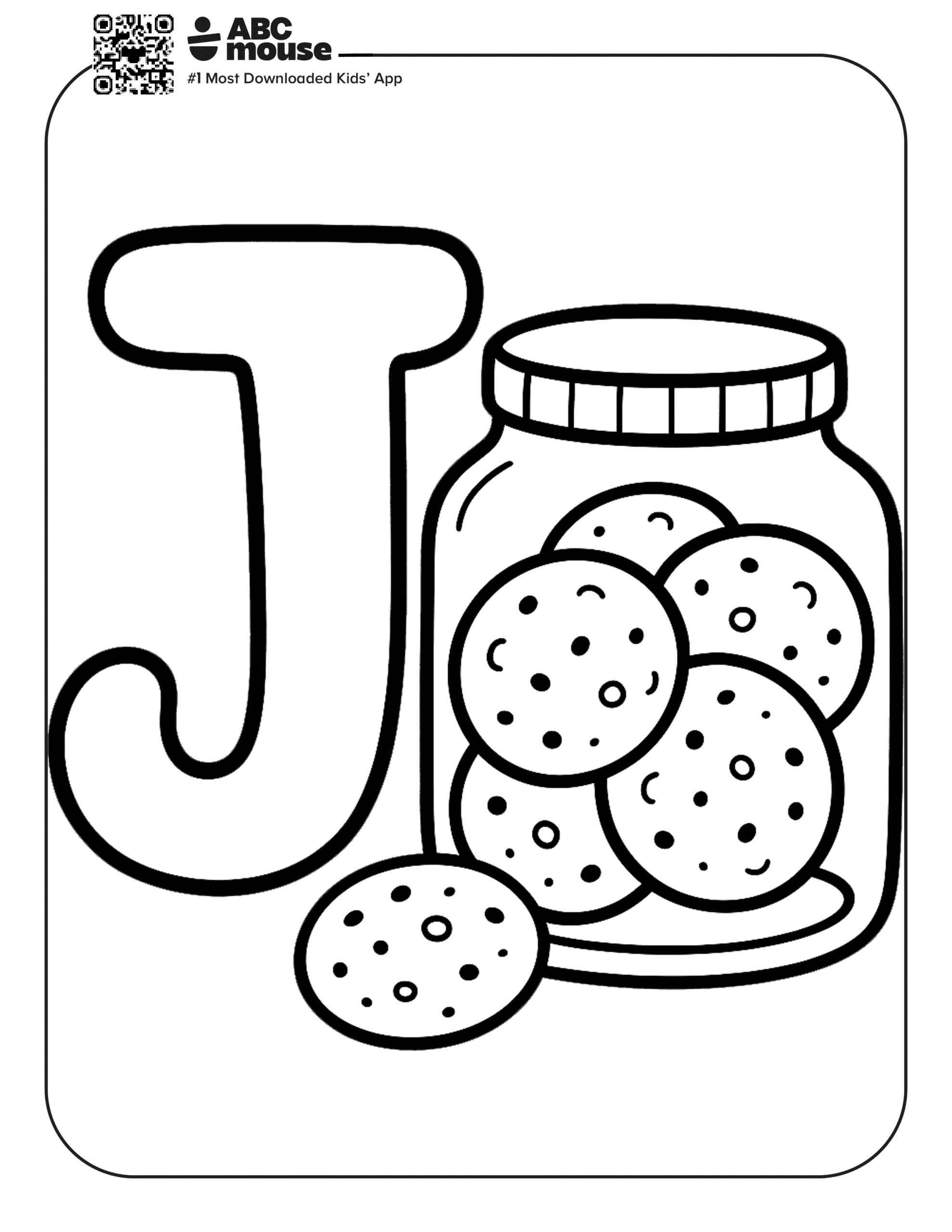 Free printable letter J is for jar coloring pages for kids from ABCmouse.com.