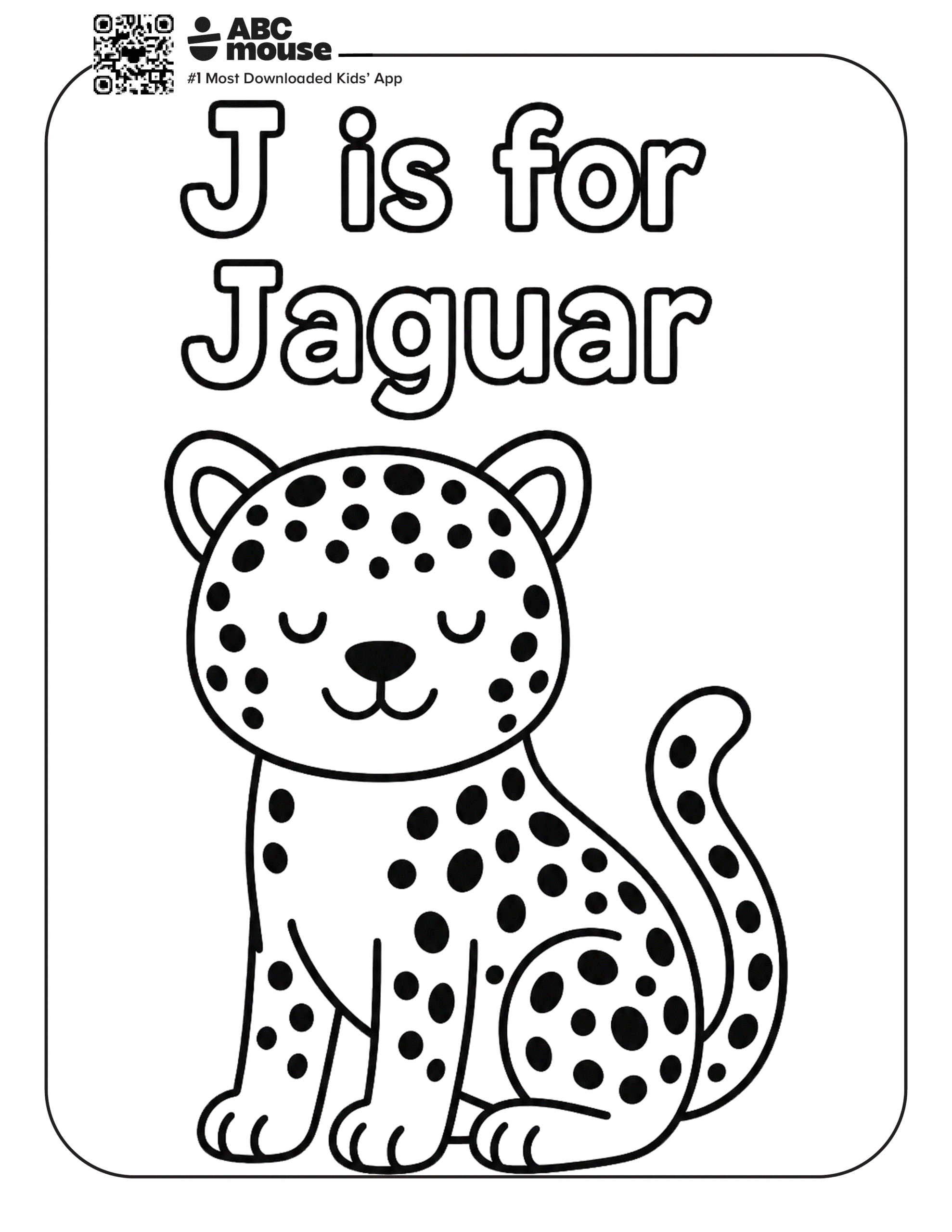 Free printable letter J is for jaguar coloring pages for kids from ABCmouse.com.