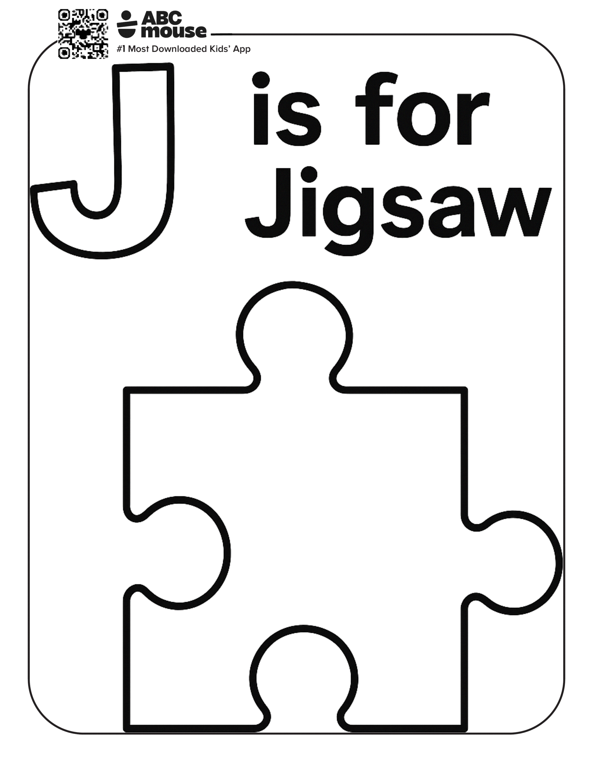 Free printable letter J is for jigsaw coloring pages for kids from ABCmouse.com.