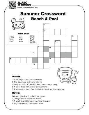 Free printable beach & pool crossword puzzles for kids from ABCmouse.com.