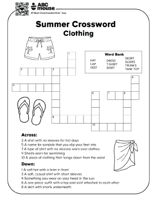 Free printable clothing crossword puzzles for kids from ABCmouse.com.