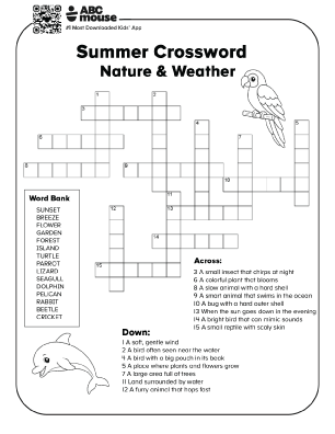 Free printable nature and weather crossword puzzles for kids from ABCmouse.com.