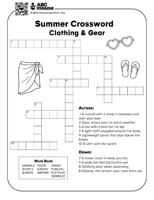Free printable clothing and gear crossword puzzles for kids from ABCmouse.com.
