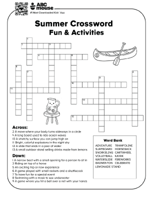 Free printable fun and activities crossword puzzles for kids from ABCmouse.com.