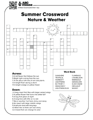 Free printable nature and weather crossword puzzles for kids from ABCmouse.com.