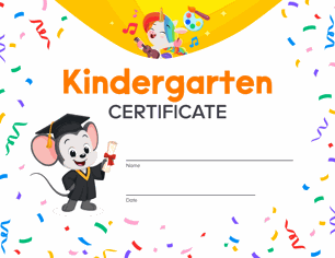 Free printable kindergarten certificate for kids from ABCmouse.com.