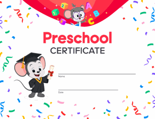 Free printable preschool certificate for kids from ABCmouse.com.