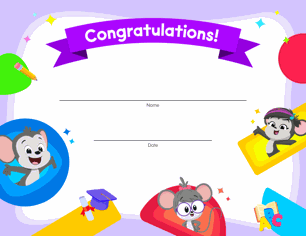 Free printable congratulations certificate for kids from ABCmouse.com.