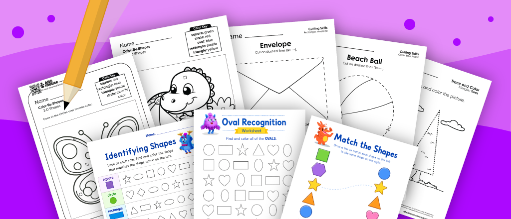 Free printable shape worksheets for preschool and kindergarten age kids from ABCmouse.com. 
