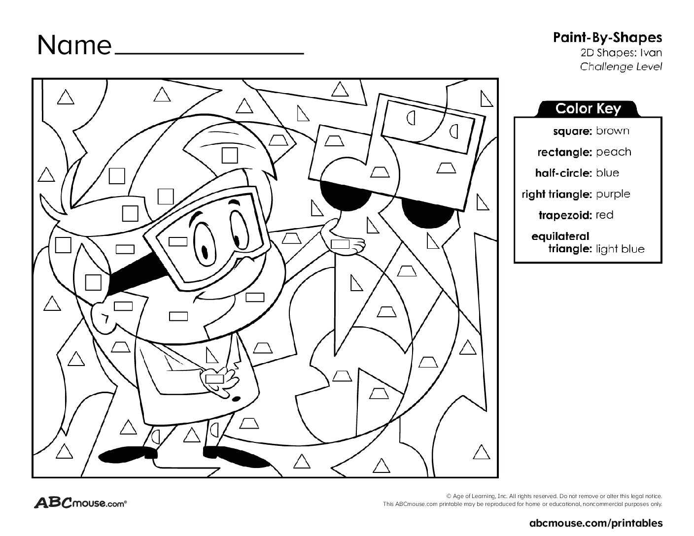 Color-by-Shapes Activity for 2D Shape Recognition | ABCmouse