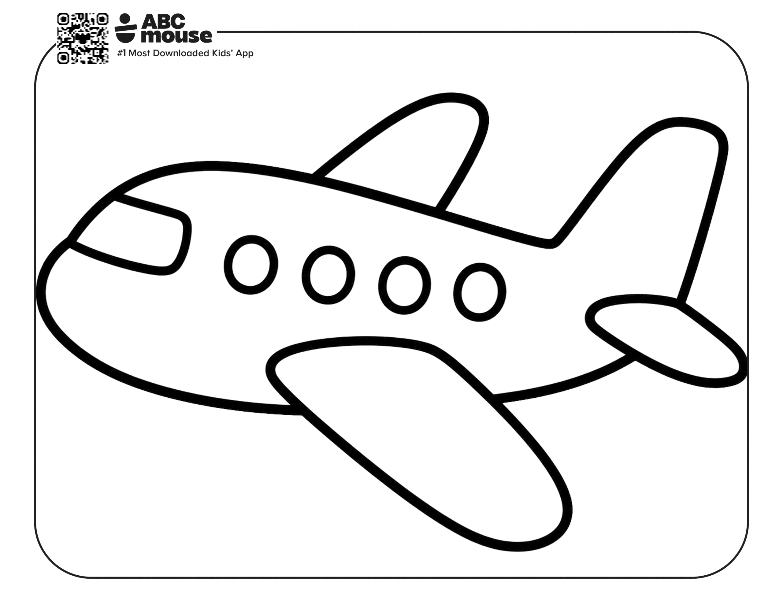 Free printable simple airplane coloring page for kids from ABCmouse.com.