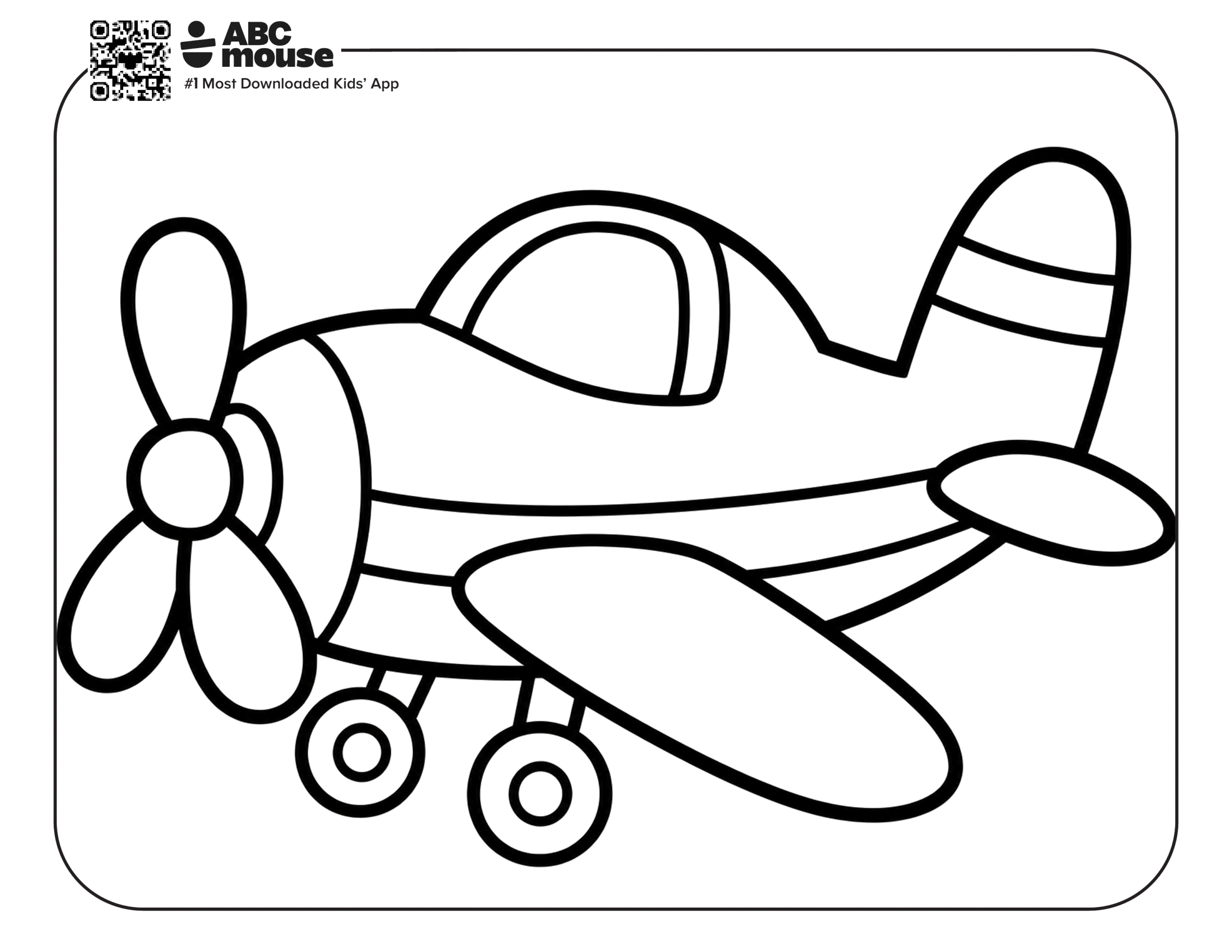 Free printable simple airplane coloring page for kids from ABCmouse.com.