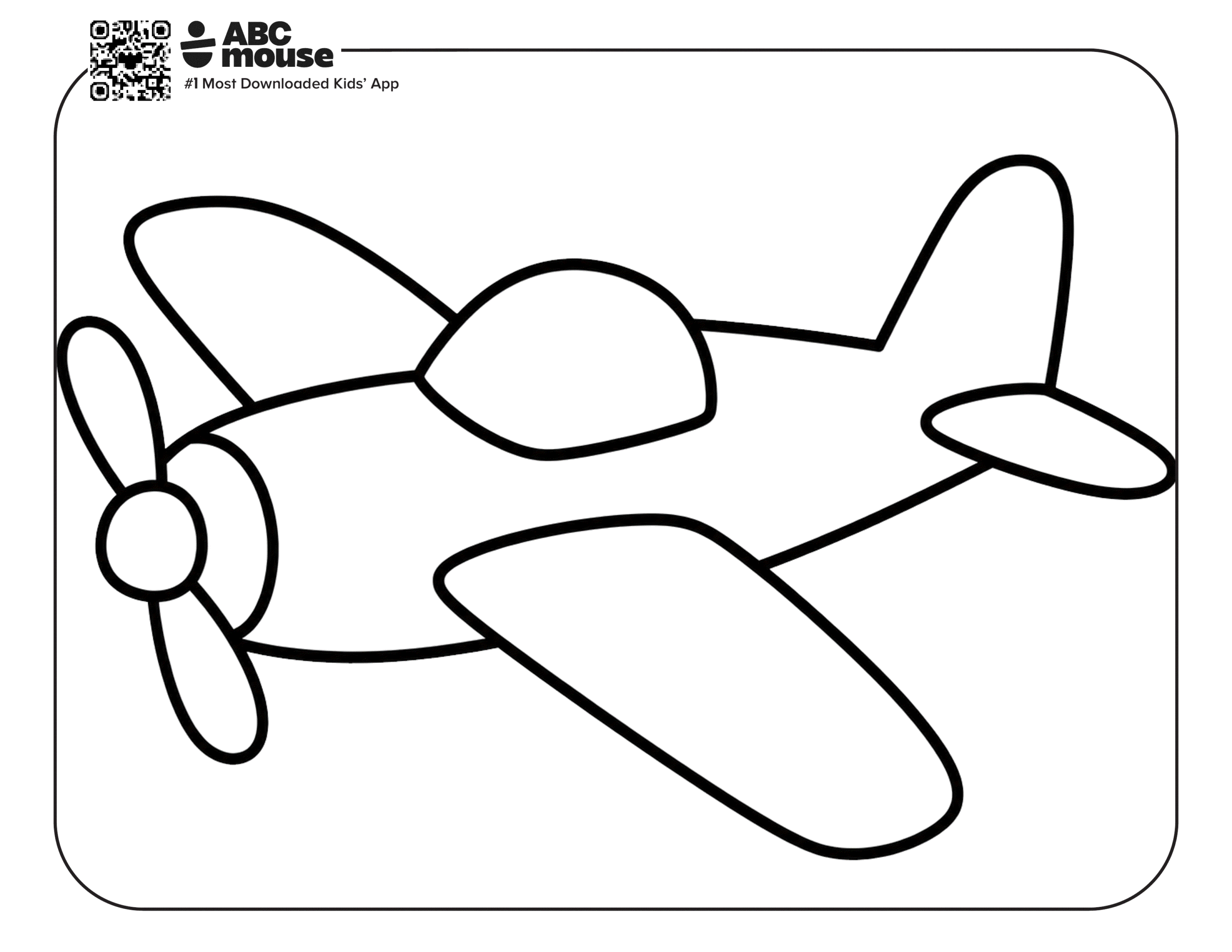 Free printable simple airplane coloring page for kids from ABCmouse.com.