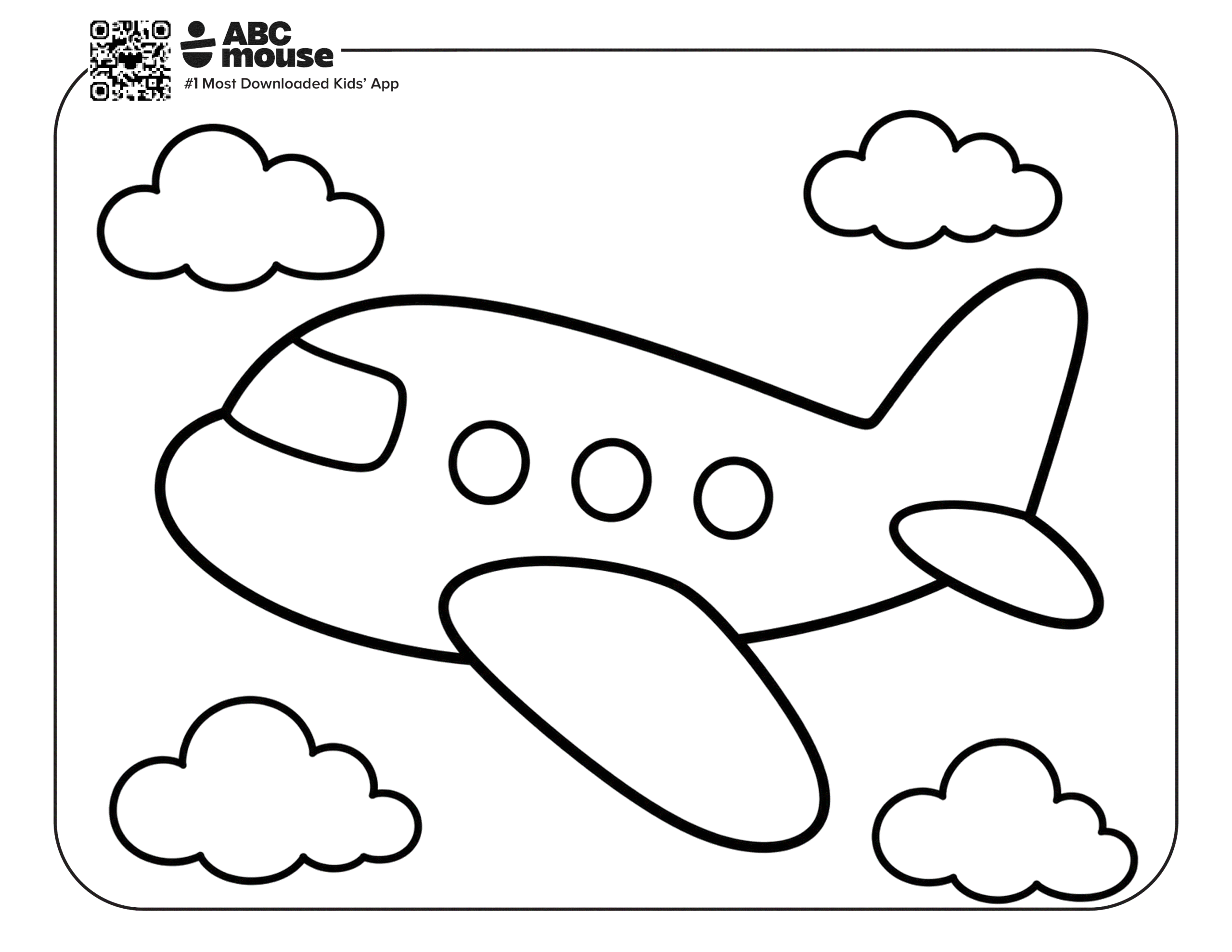 Free printable simple airplane coloring page for kids from ABCmouse.com.