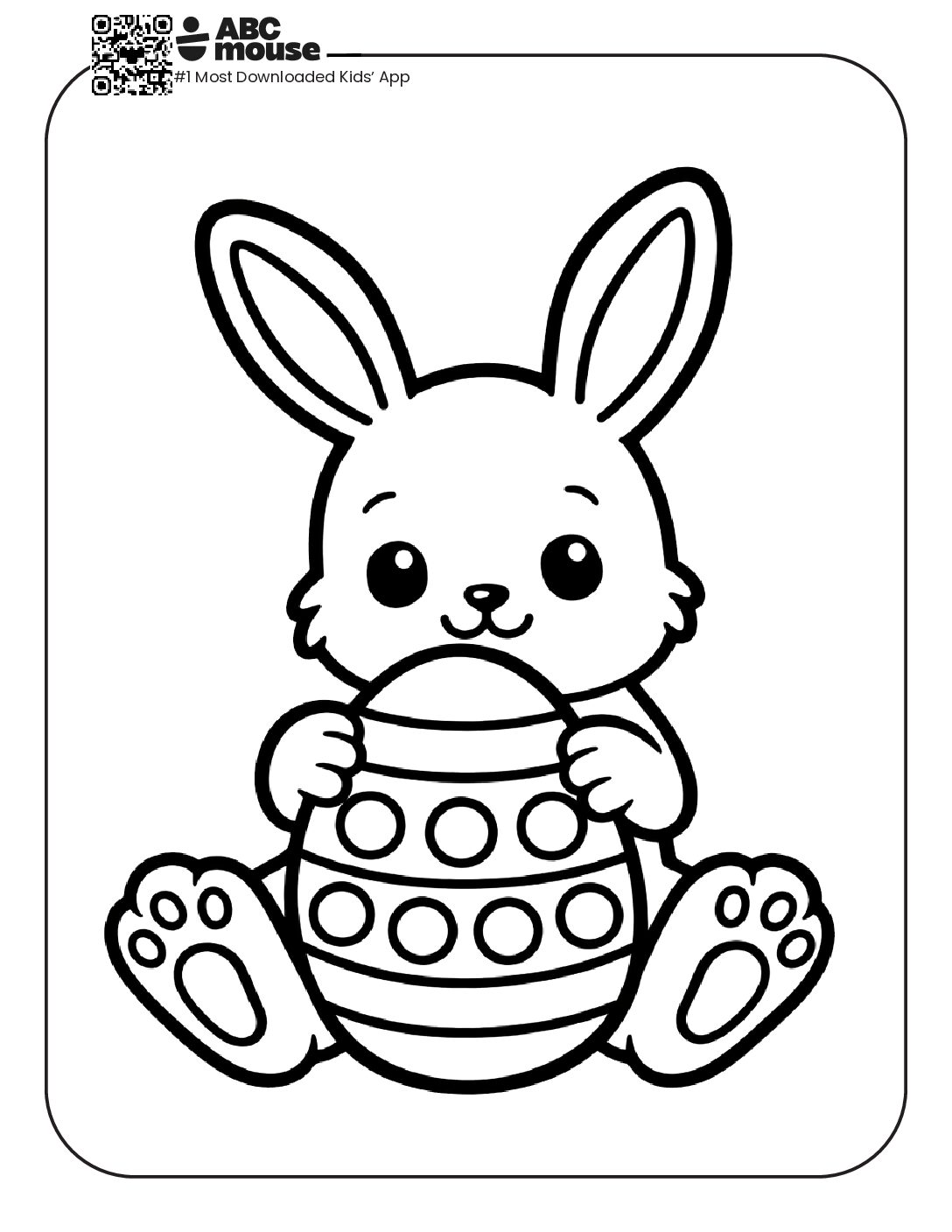 Cute Bunny Holding a Decorated Easter Egg with Spots Coloring Page ...
