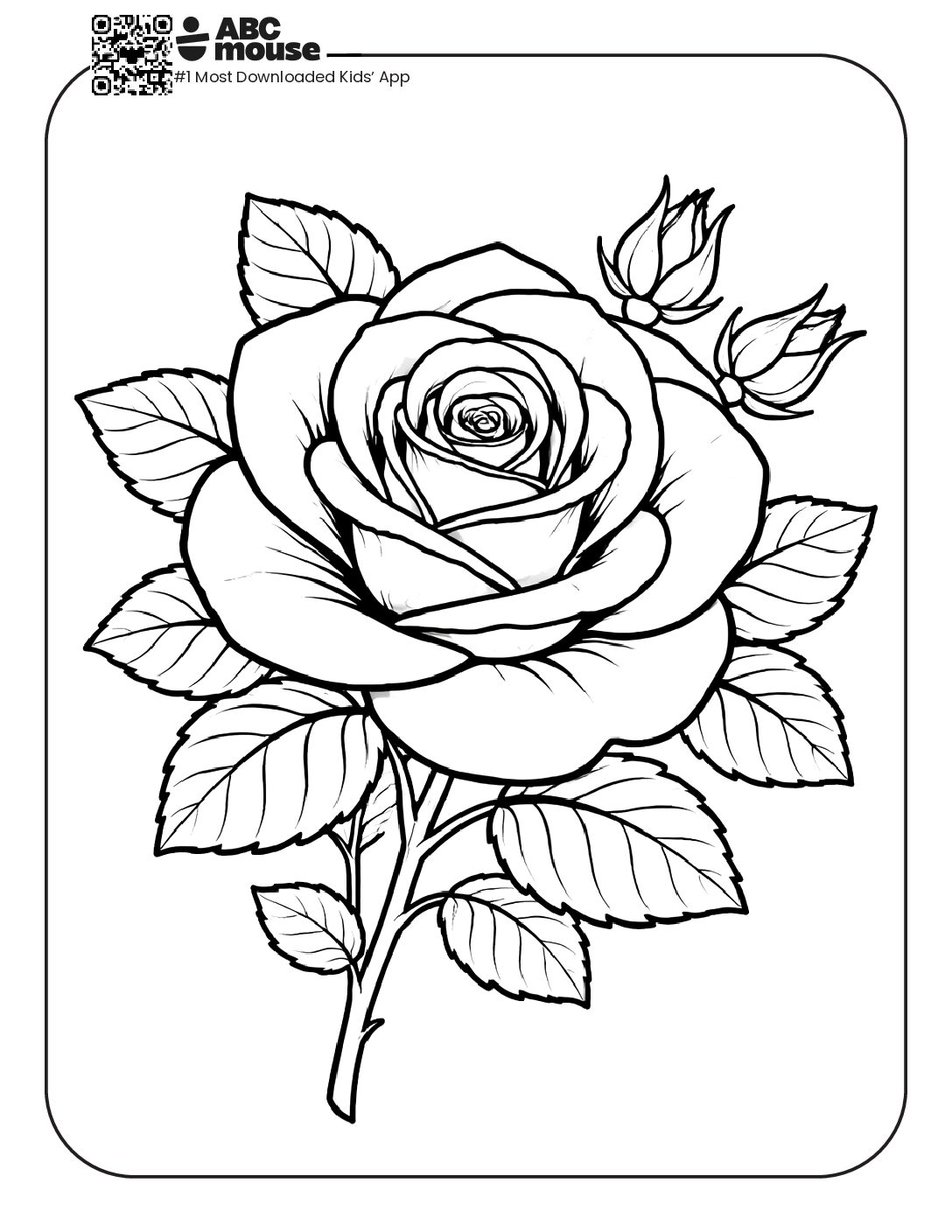 Detailed Rose Flower Coloring Page | ABCmouse