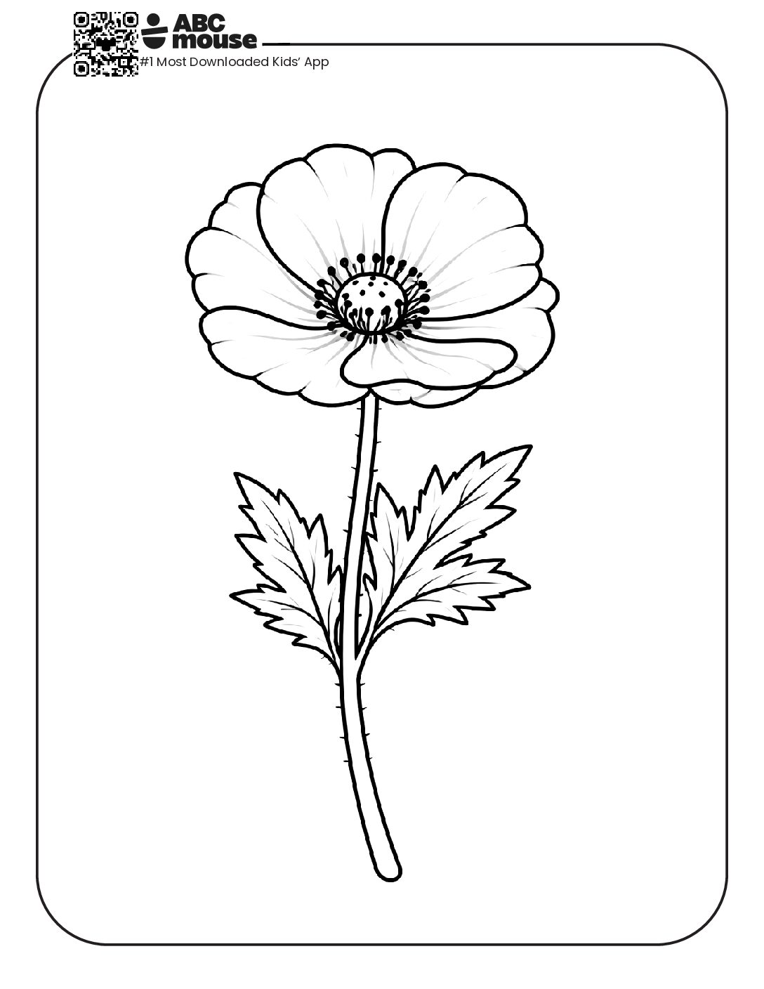 Single Pretty Flower Coloring Page | ABCmouse