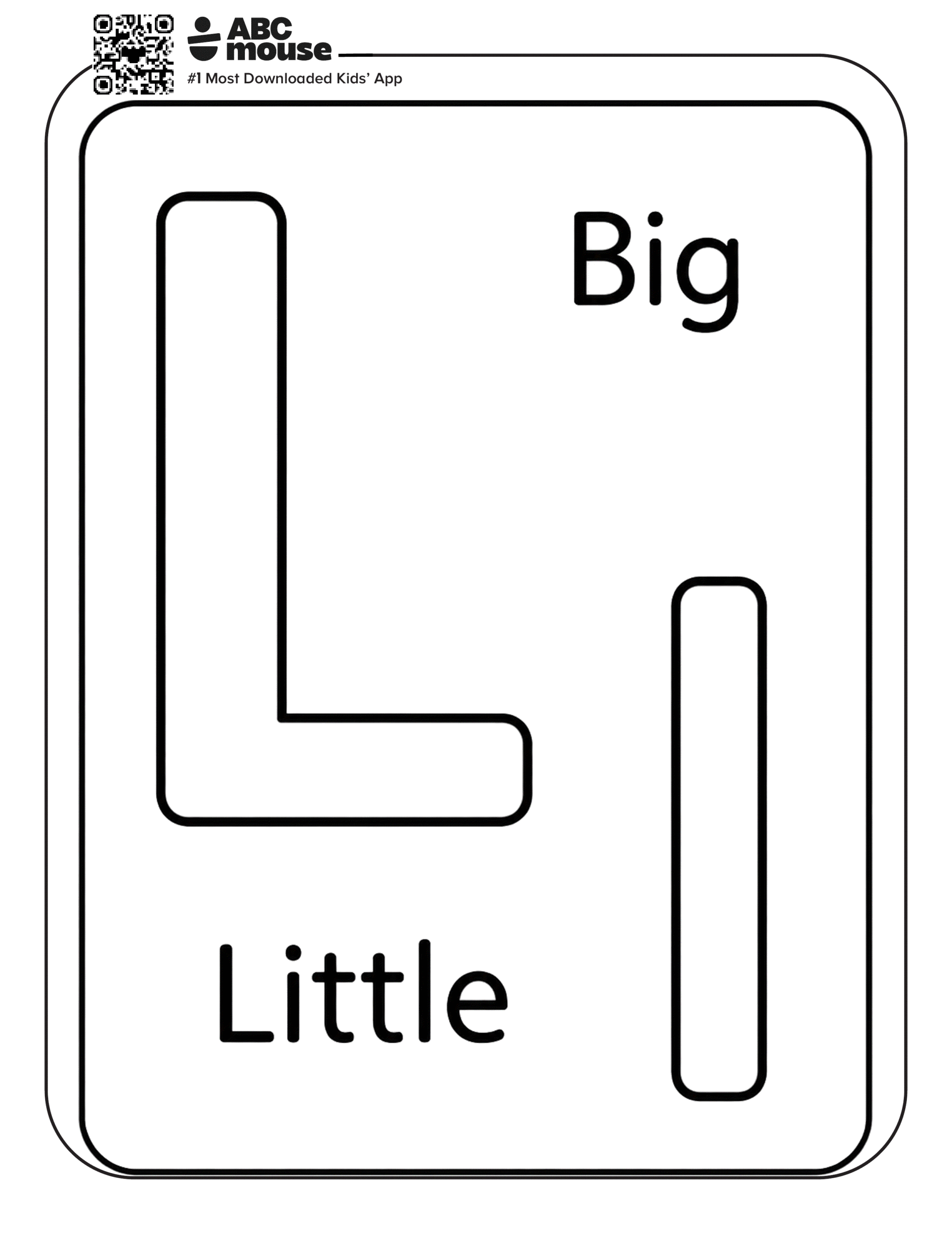 Big L and Little l – Alphabet coloring page showing a large uppercase L and small lowercase l for letter recognition.