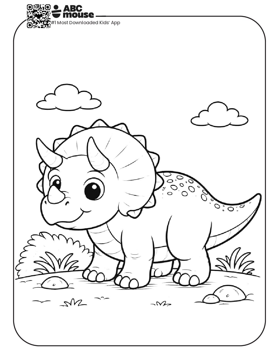 Cute Dinosaur Coloring Page for Kids | ABCmouse