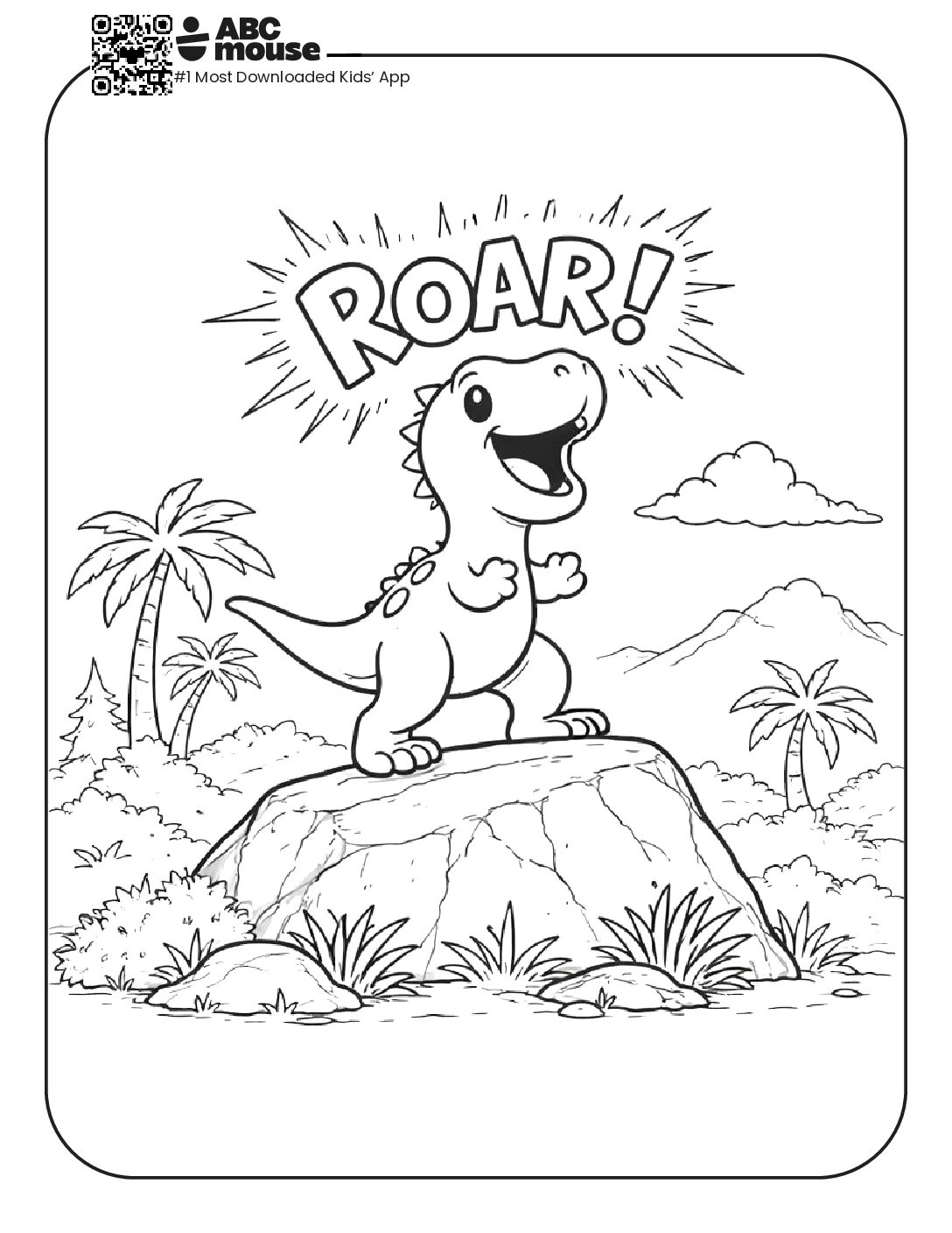 Cute Dinosaur Coloring Page for Toddlers | ABCmouse