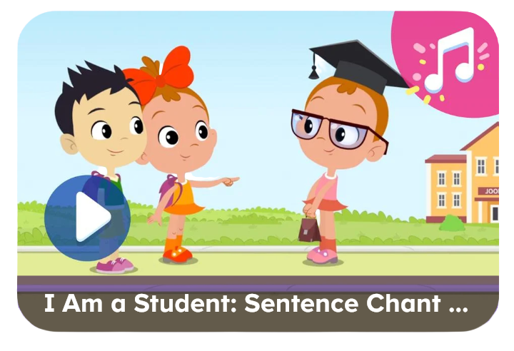 I am a student sentence chant fun video for kids learn in the pre-k curriculum from ABCmouse.com.