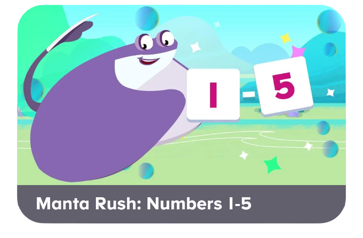 Manta rush: numbers 1-5 number learning game for kids to play from ABCmouse.com.