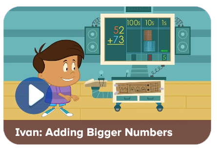 ABCmouse math activity where children apply addition skills to solve larger number problems.
