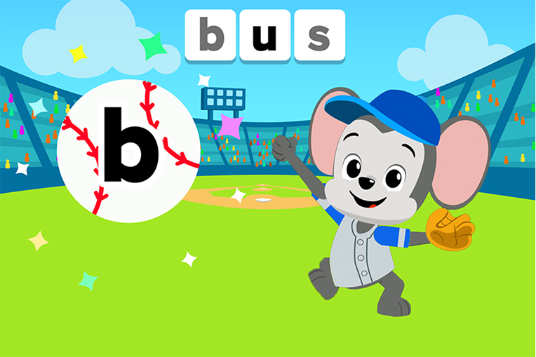 Letter Recognition Skills: ABCmouse baseball game helping children identify the letter B and build simple words.