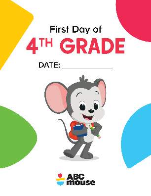 Free printable first day of 4th grade sign from ABCmouse.com.